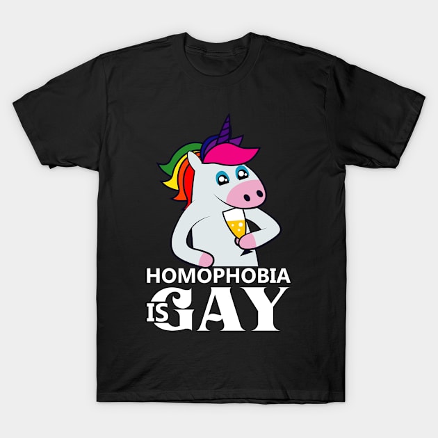 Homophobia is Gay Lgbt Unicorn T-Shirt by QQdesigns